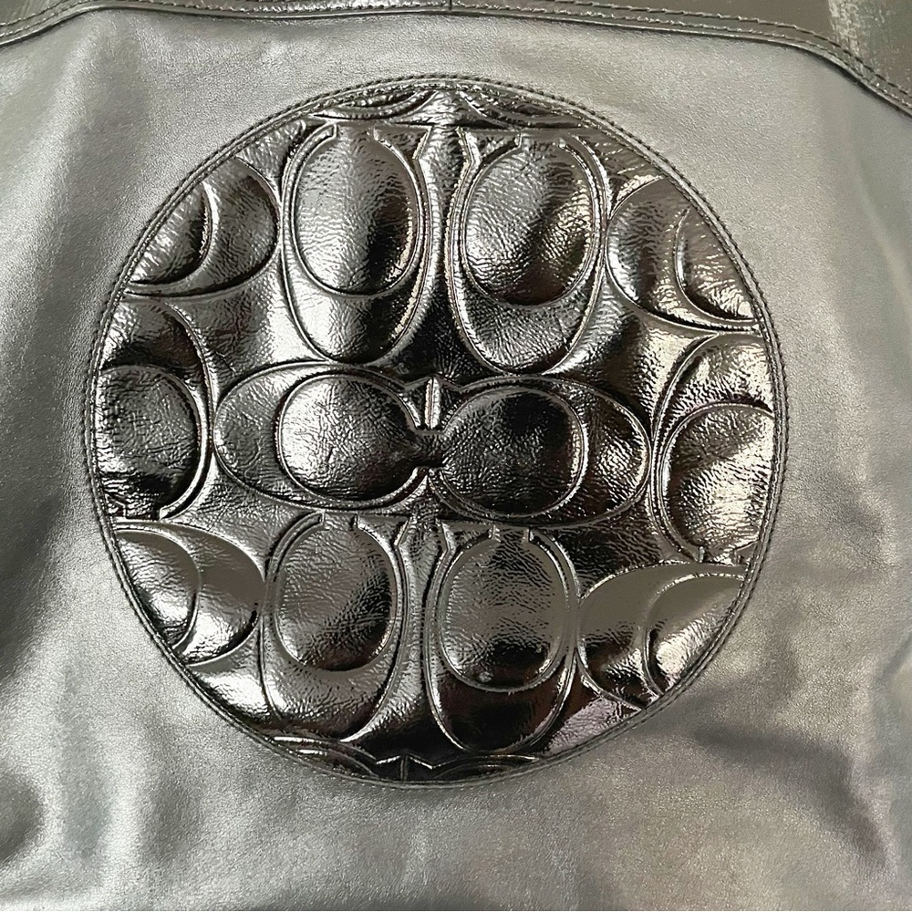Coach Laura Signature Embossed Black Leather Tote Bag - Picture 3 of 9